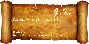 Germányi Kamill névjegykártya